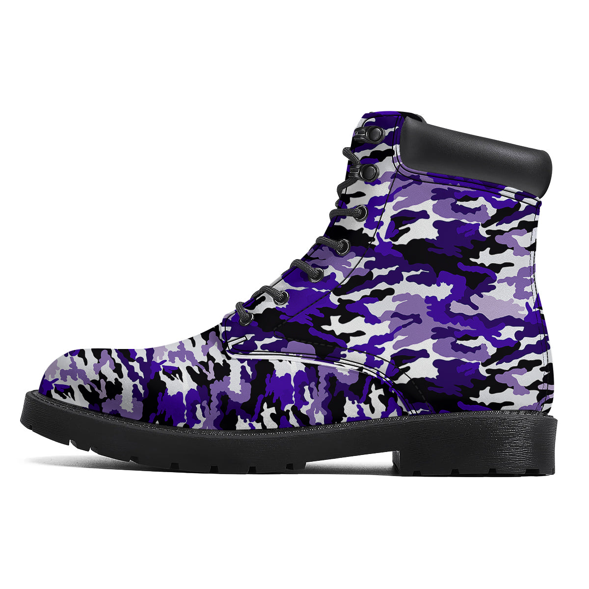 Purple White Abstract Camouflage Print Boots-grizzshop