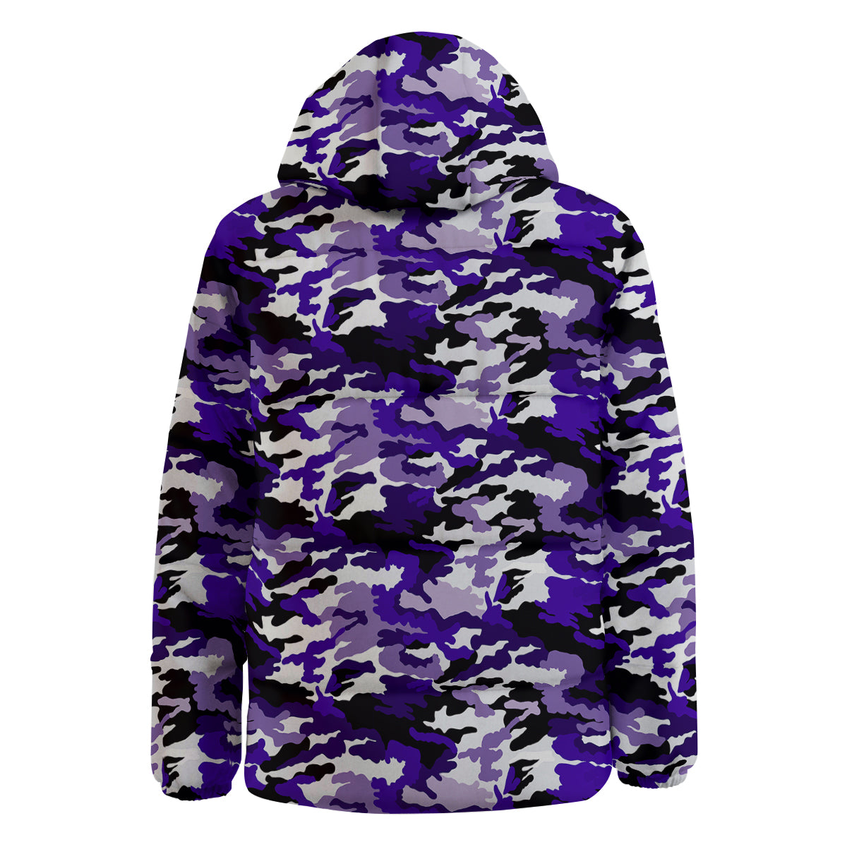Purple White Abstract Camouflage Print Down Jacket-grizzshop