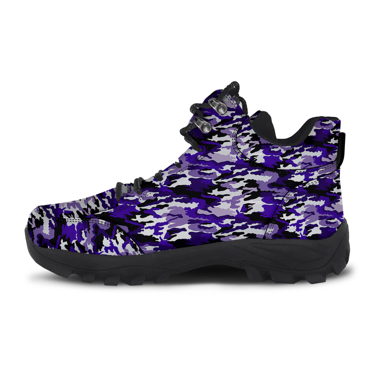Purple White Abstract Camouflage Print Hiking Shoes-grizzshop
