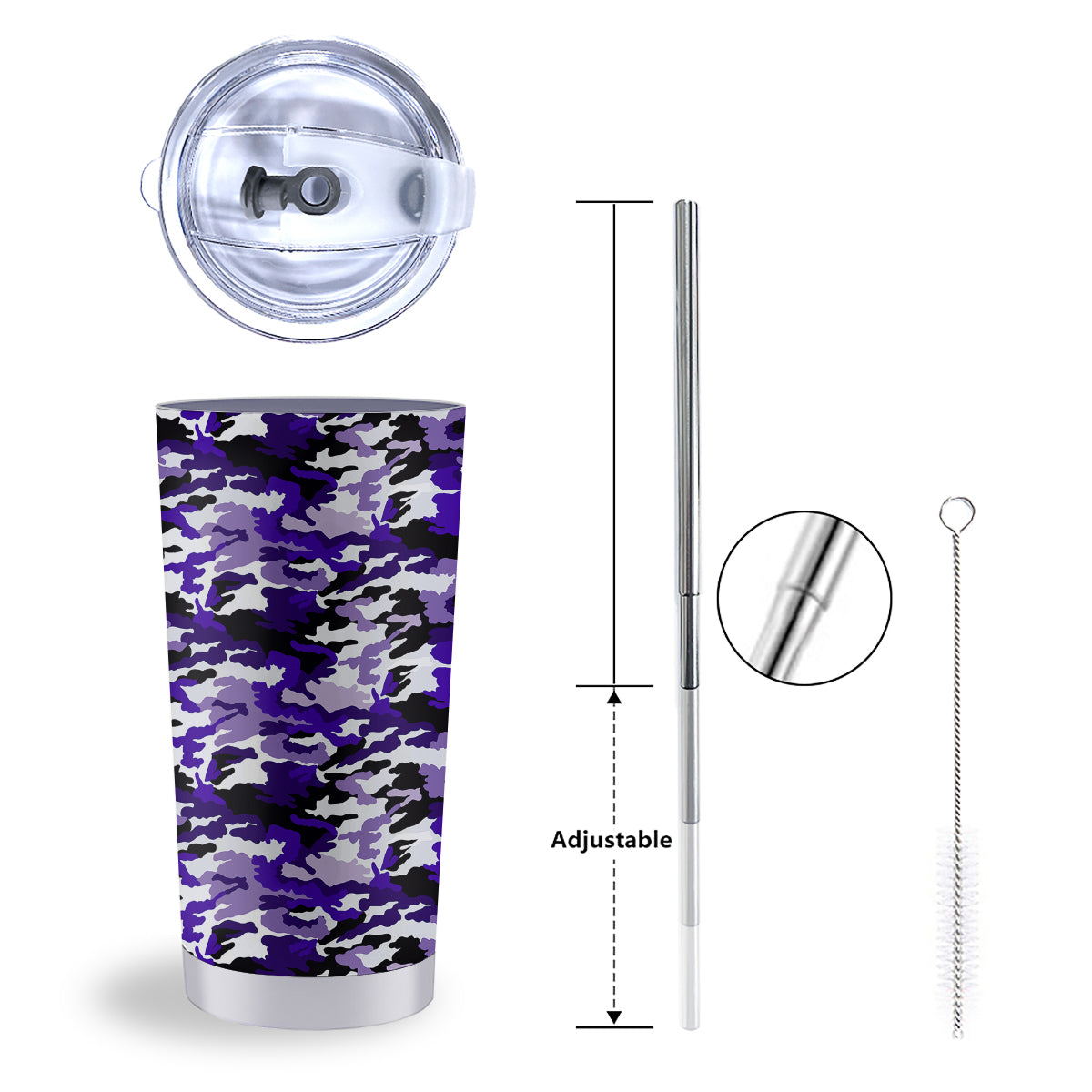 Purple White Abstract Camouflage Print Tumbler-grizzshop