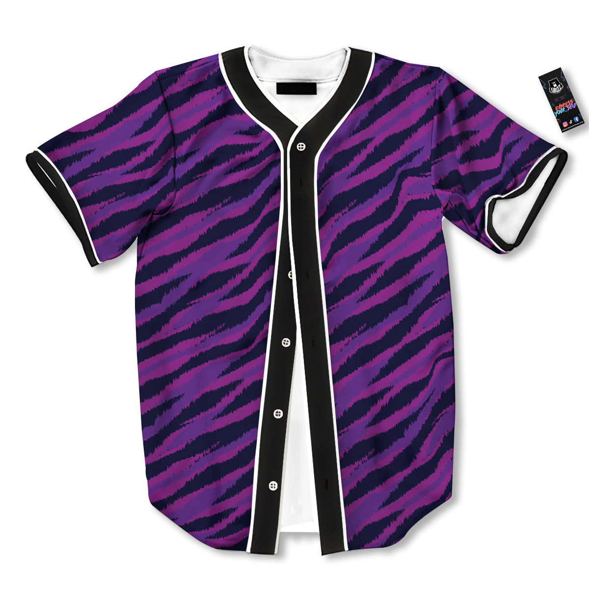 Purple Zebra Print Baseball Jersey-grizzshop