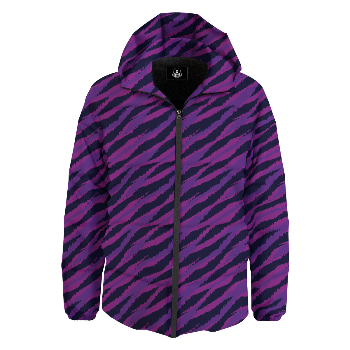 Purple Zebra Print Down Jacket-grizzshop