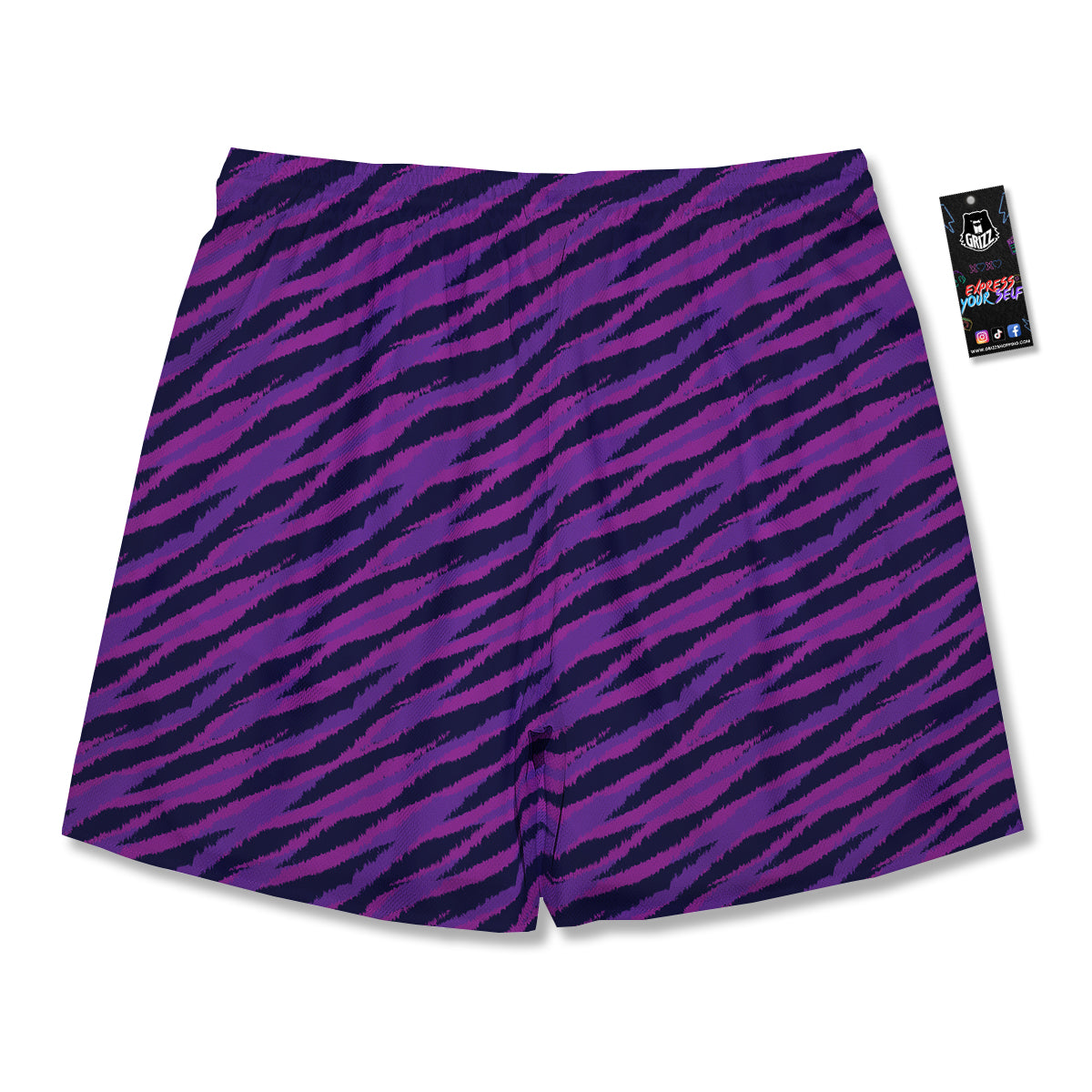 Purple Zebra Print Men's Running Shorts-grizzshop