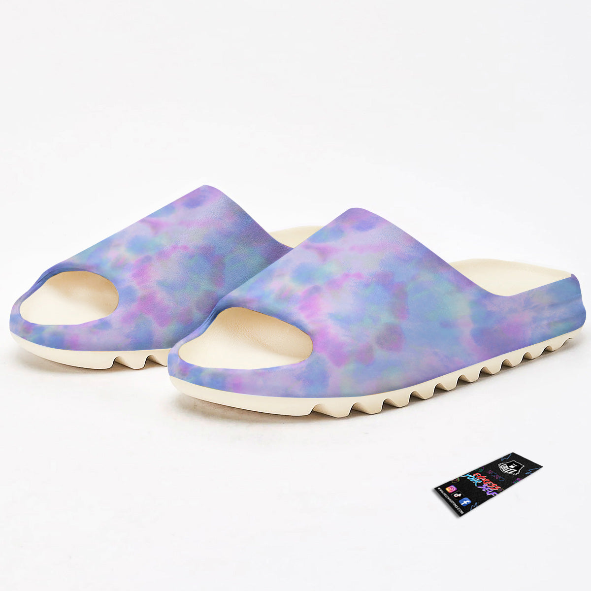 Purple And Blue Tie Dye Shibori Print Sandals-grizzshop
