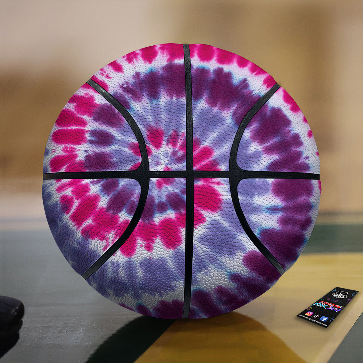 Purple And Blue Tie Dye Spiral Print Basketball