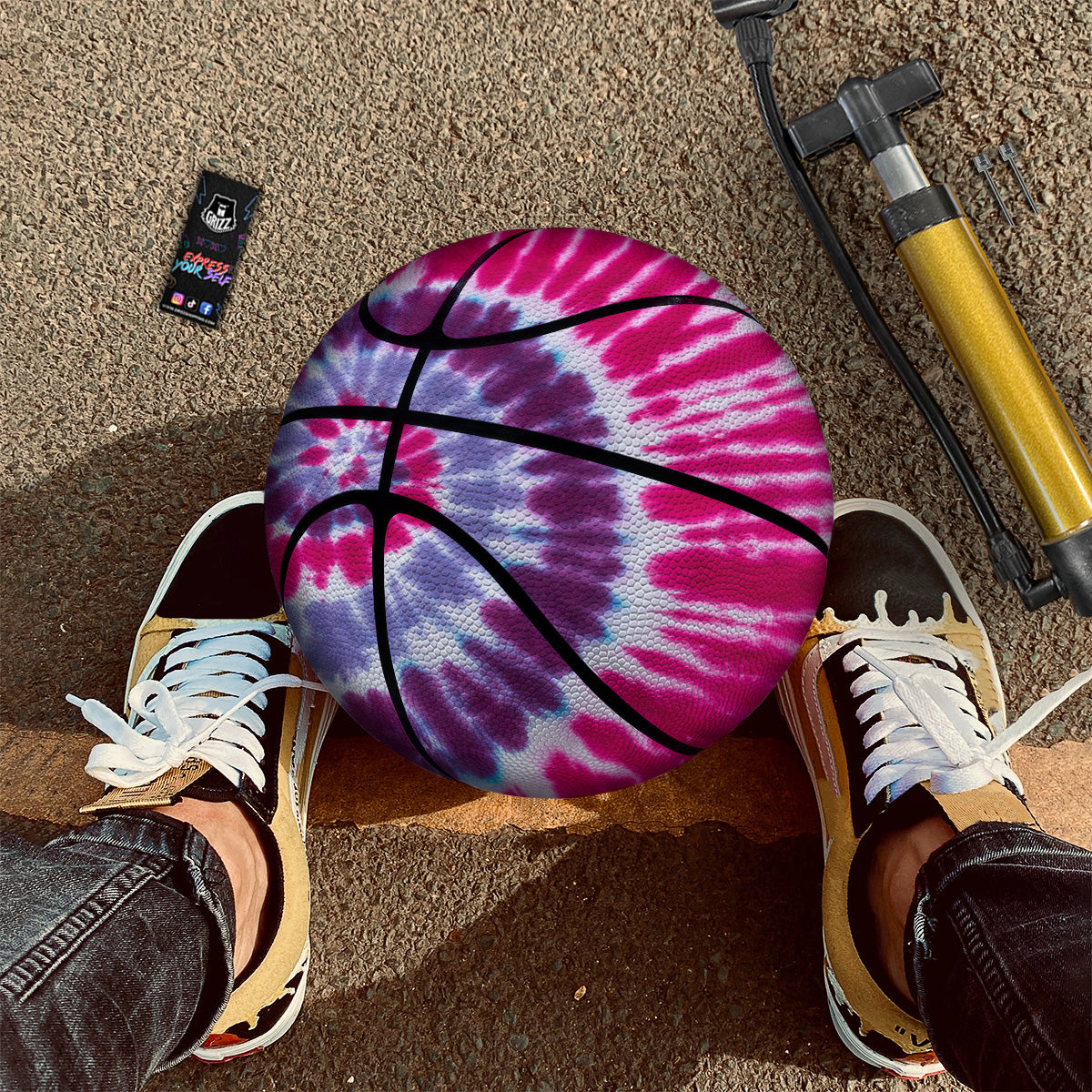 Purple And Blue Tie Dye Spiral Print Basketball