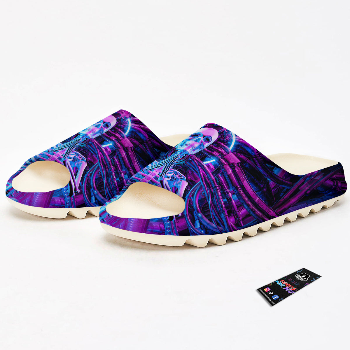 Purple Cyber Skeleton Print Sandals-grizzshop