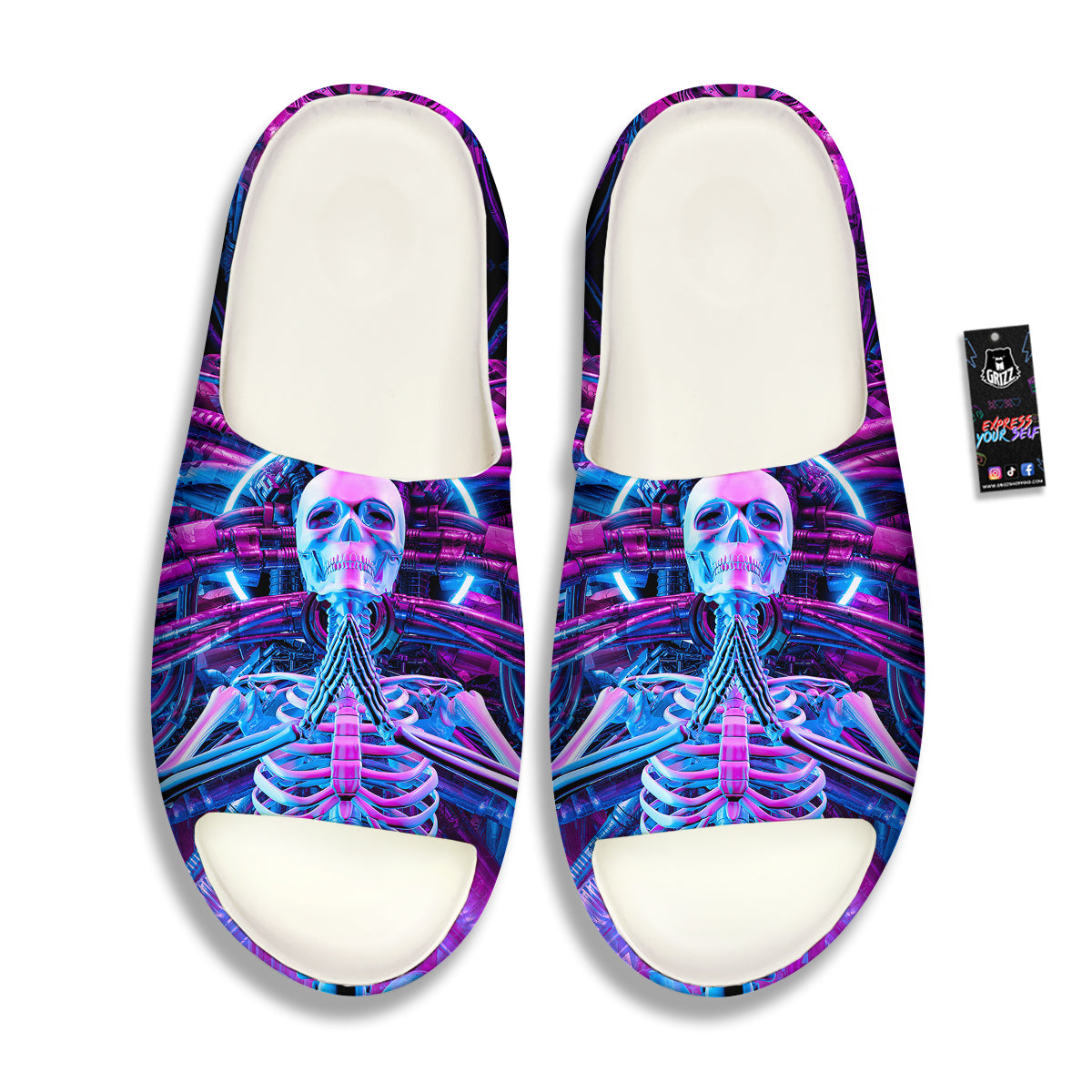 Purple Cyber Skeleton Print Sandals-grizzshop