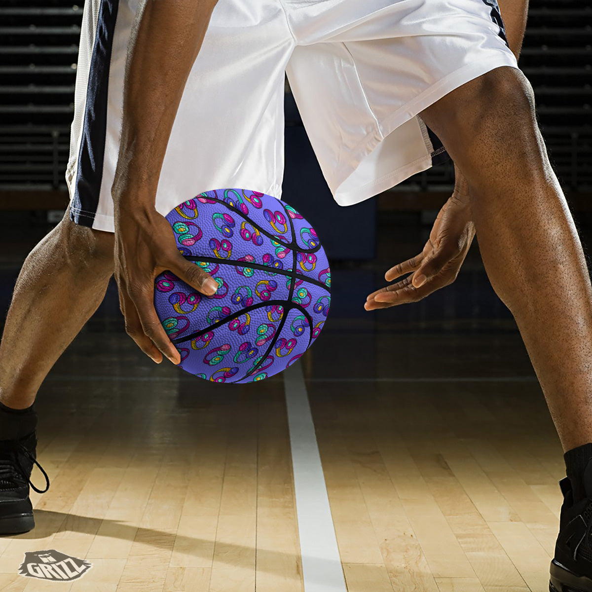 Purple Headphones Print Pattern Basketball