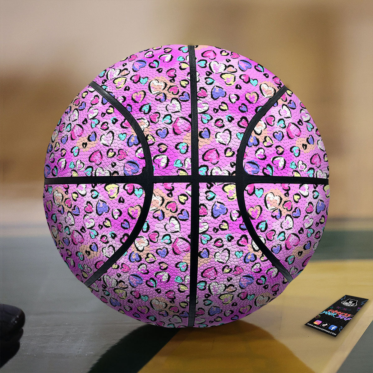 Purple Leopard Heart Colorful Print Pattern Basketball