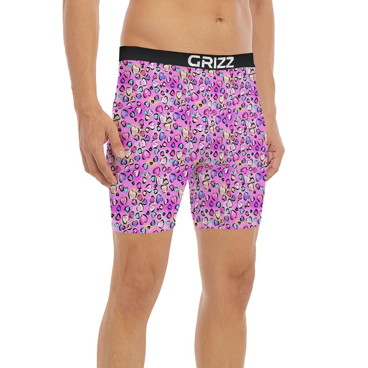 Purple Leopard Heart Colorful Print Pattern Boxer Briefs