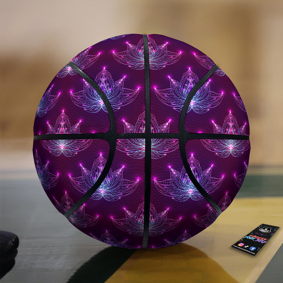 Purple Lotus Boho Print Pattern Basketball