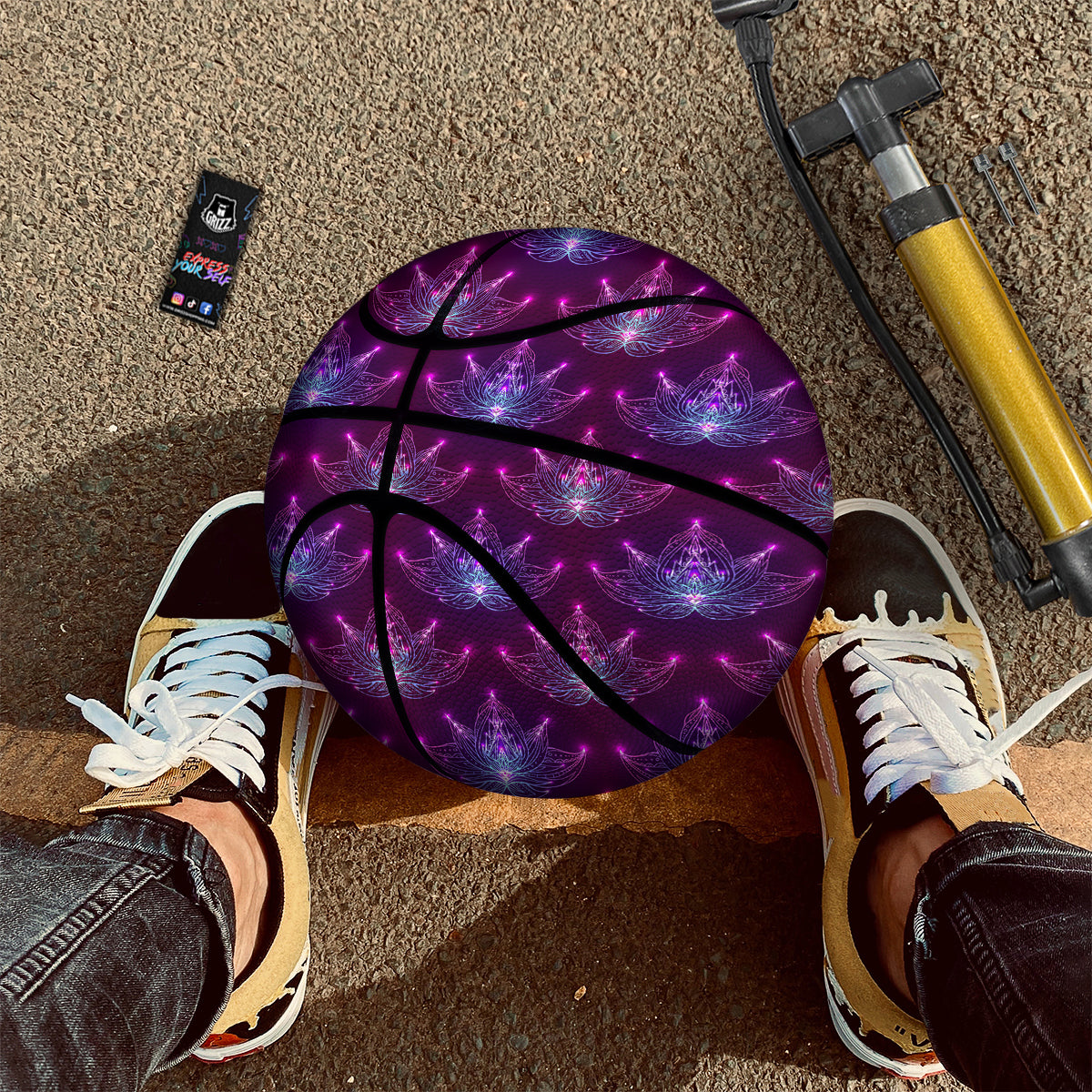 Purple Lotus Boho Print Pattern Basketball