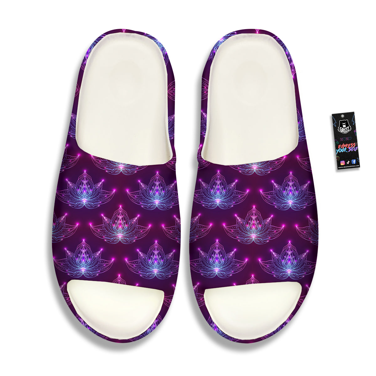 Purple Lotus Boho Print Pattern Sandals-grizzshop