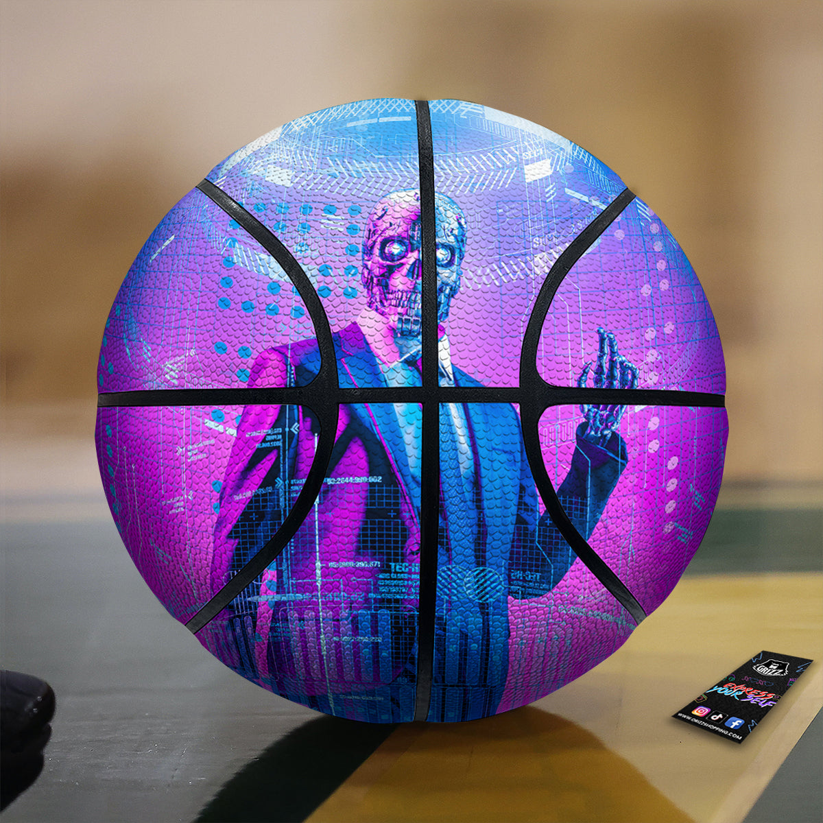 Purple Skeleton Cyber Print Basketball