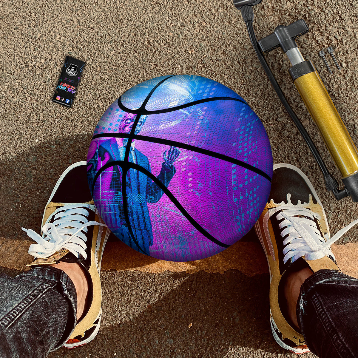 Purple Skeleton Cyber Print Basketball
