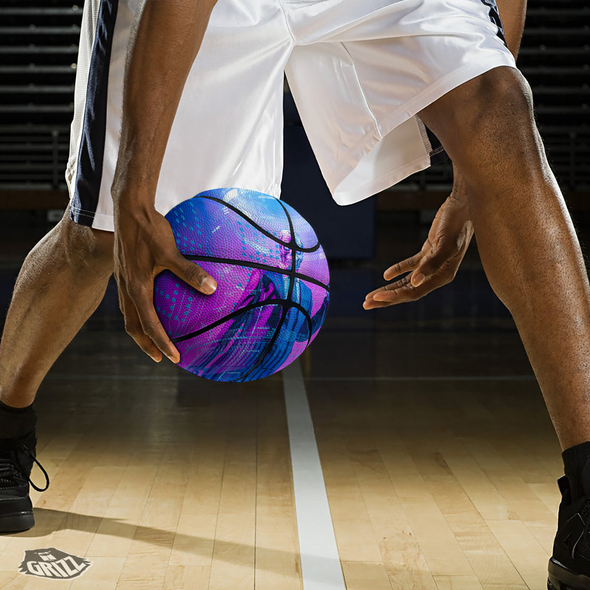 Purple Skeleton Cyber Print Basketball