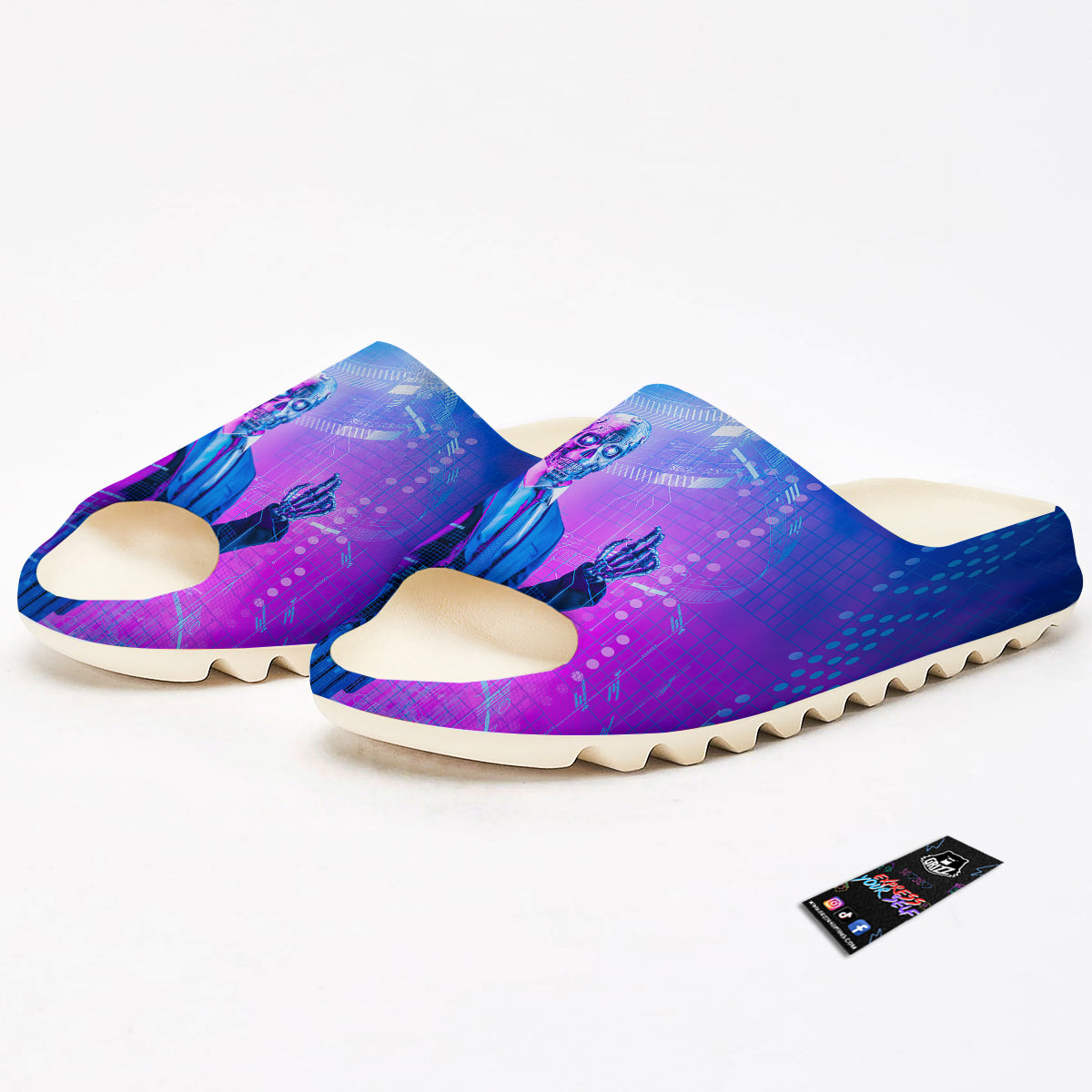 Purple Skeleton Cyber Print Sandals-grizzshop