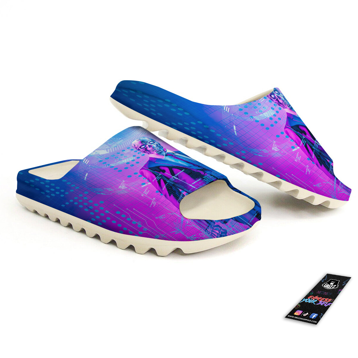Purple Skeleton Cyber Print Sandals-grizzshop