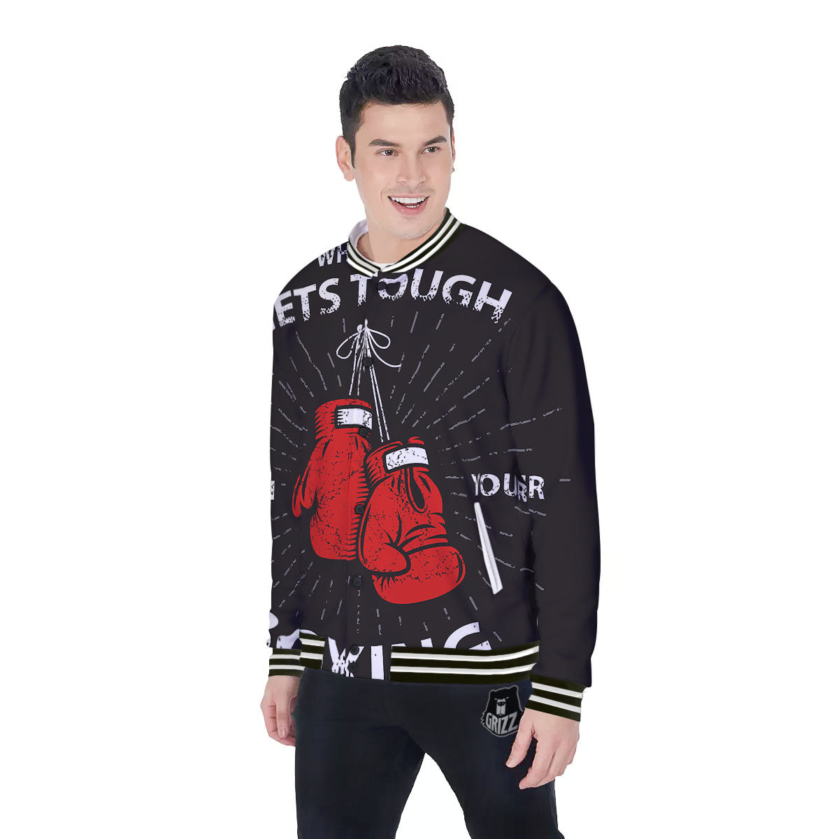 Put On Your Boxing Gloves Print Baseball Jacket-grizzshop