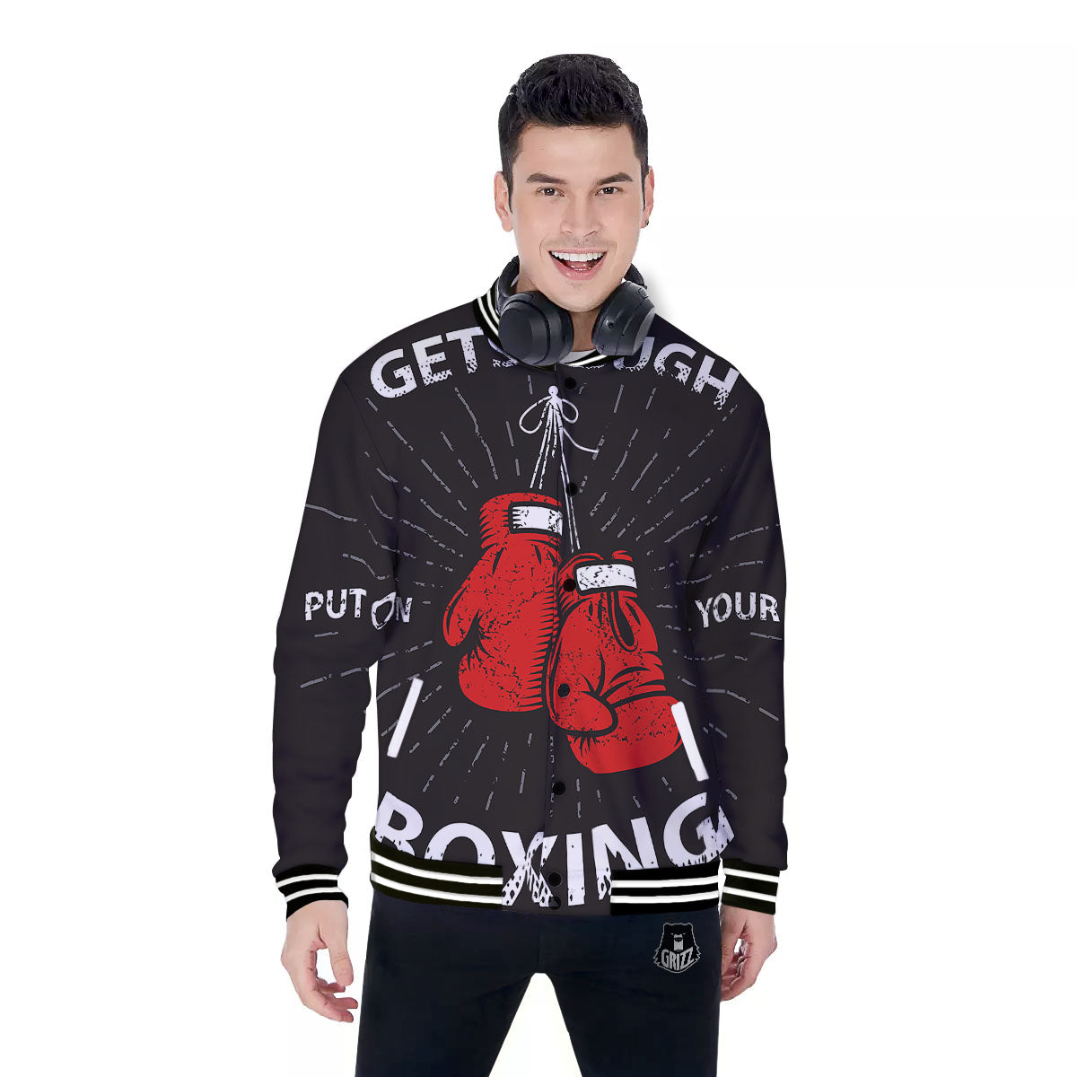 Put On Your Boxing Gloves Print Baseball Jacket-grizzshop
