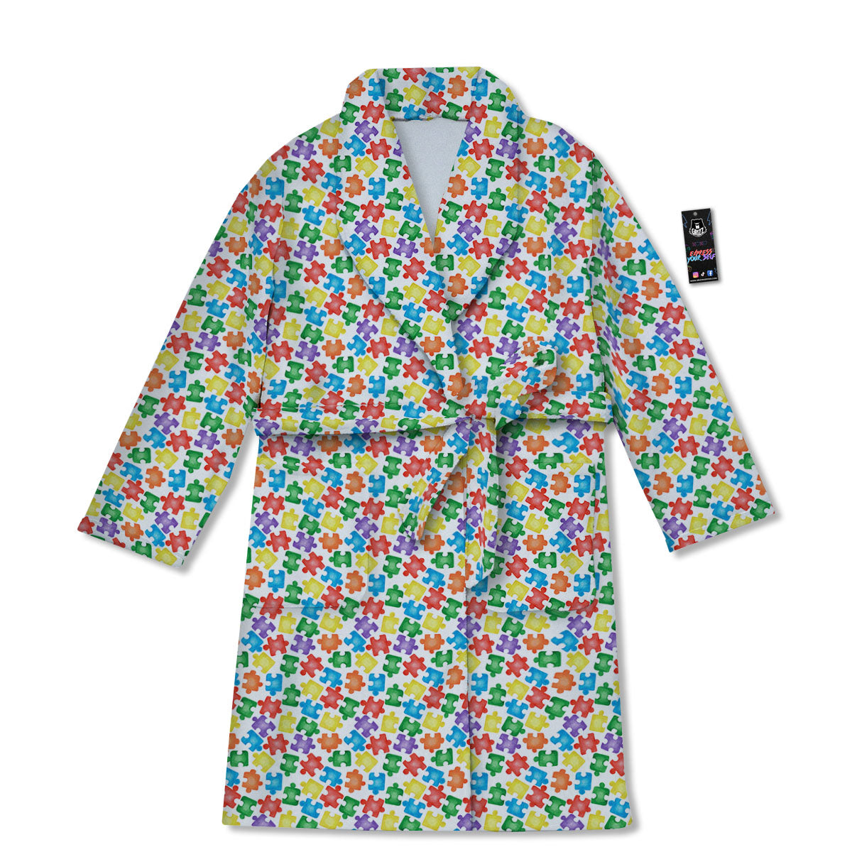 Puzzle Autism Awareness Print Bathrobe-grizzshop