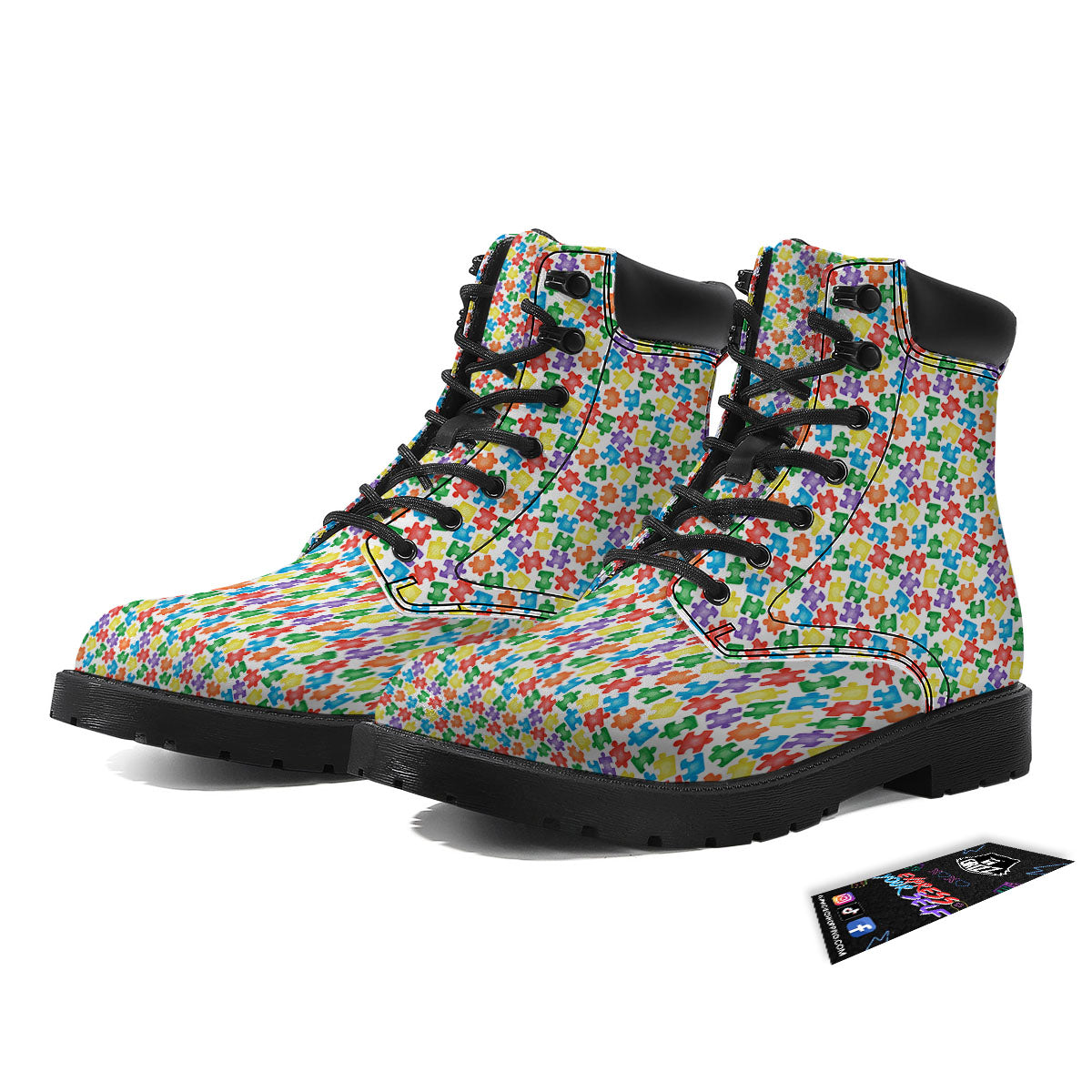Puzzle Autism Awareness Print Boots-grizzshop