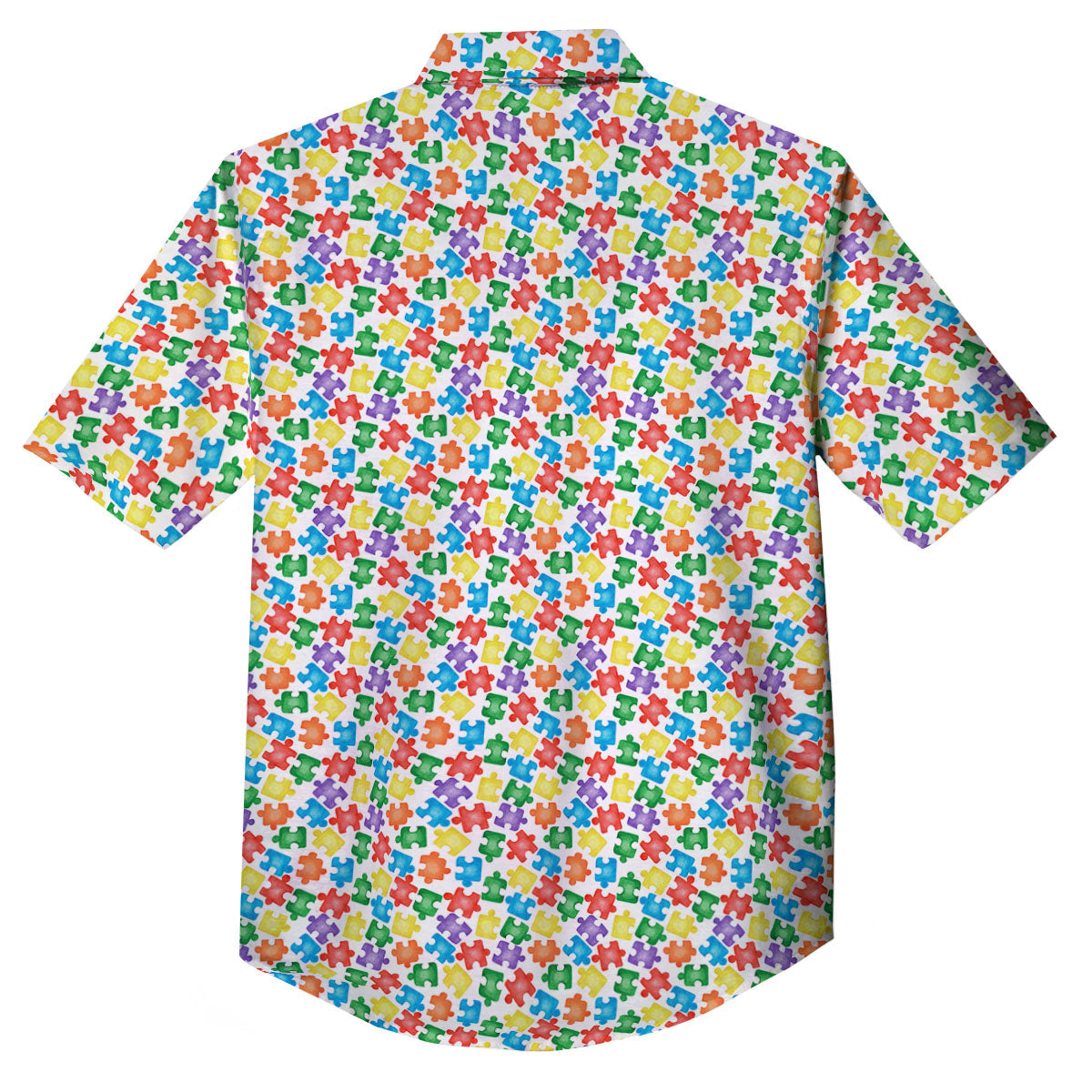 Puzzle Autism Awareness Print Button Up Shirt-grizzshop