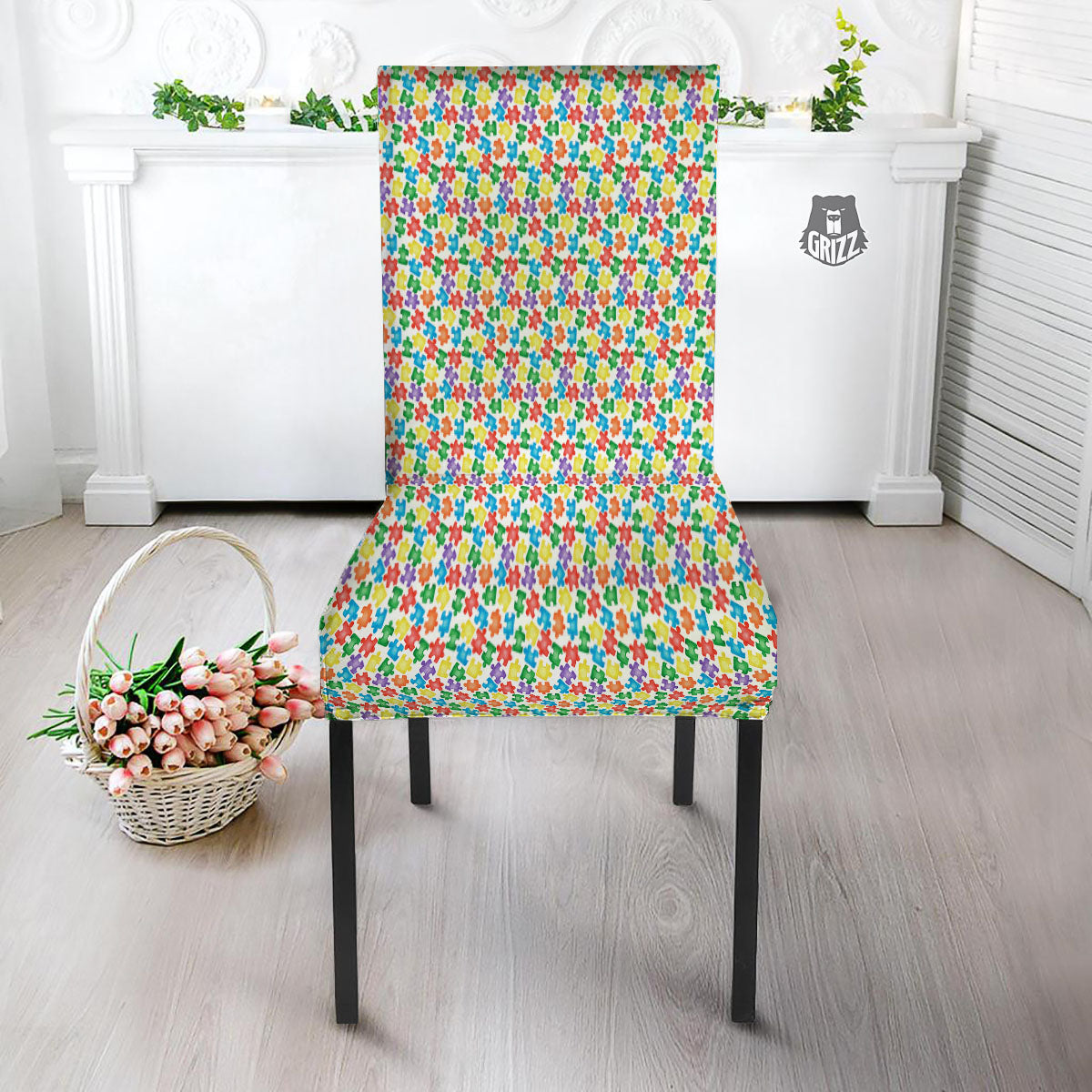 Puzzle Autism Awareness Print Dining Chair Slipcover-grizzshop