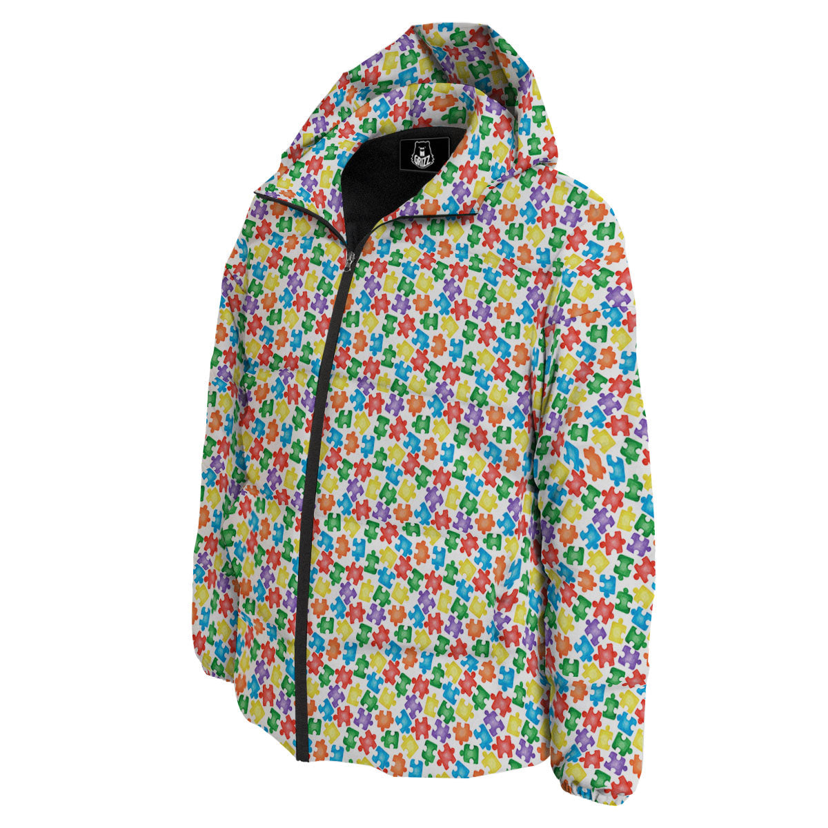 Puzzle Autism Awareness Print Down Jacket-grizzshop