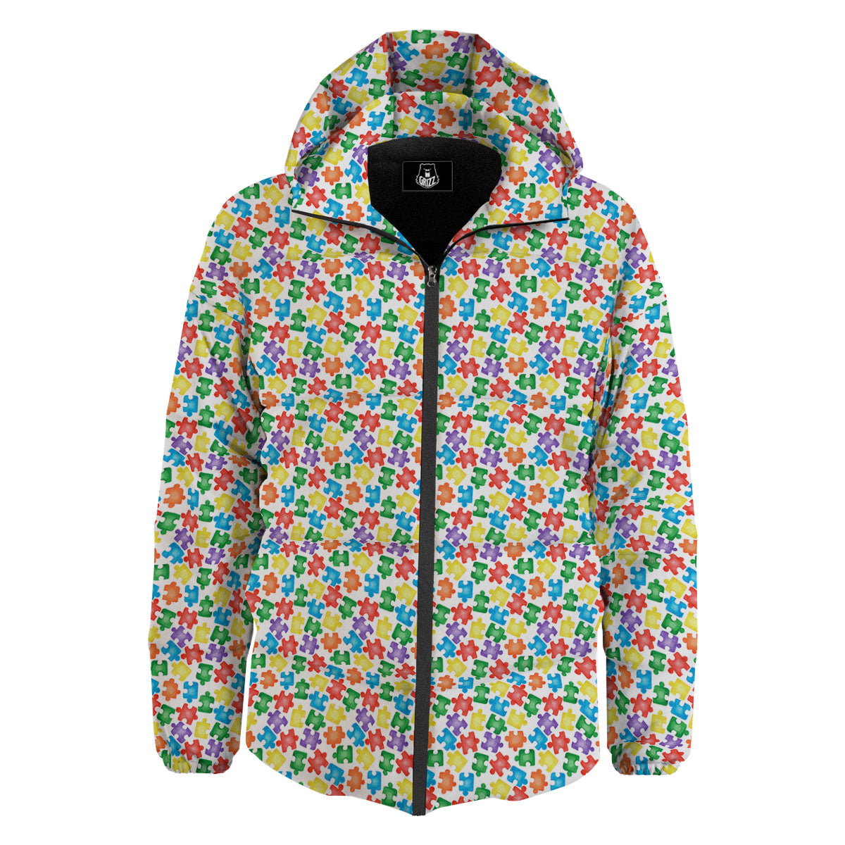 Puzzle Autism Awareness Print Down Jacket-grizzshop