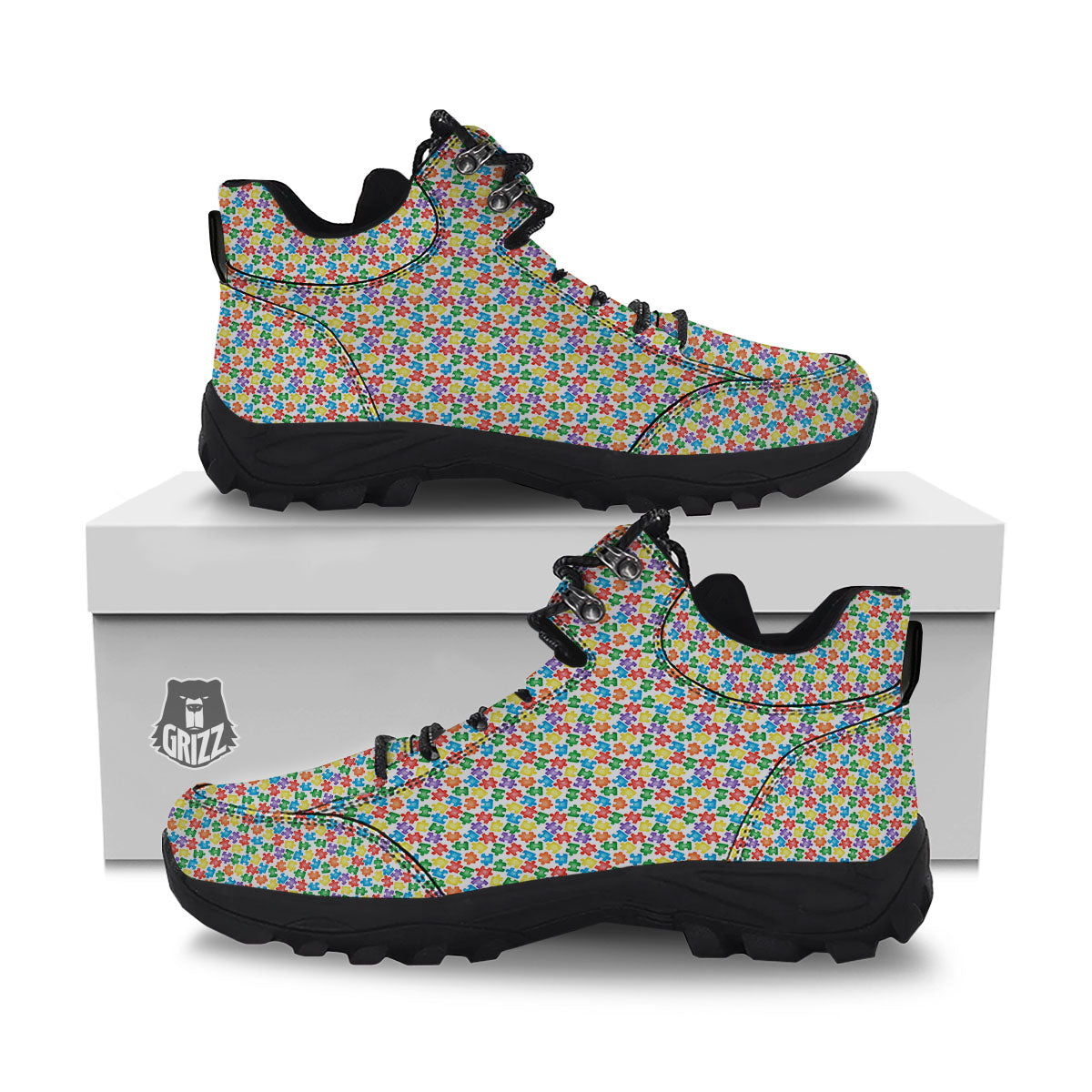 Puzzle Autism Awareness Print Hiking Shoes-grizzshop