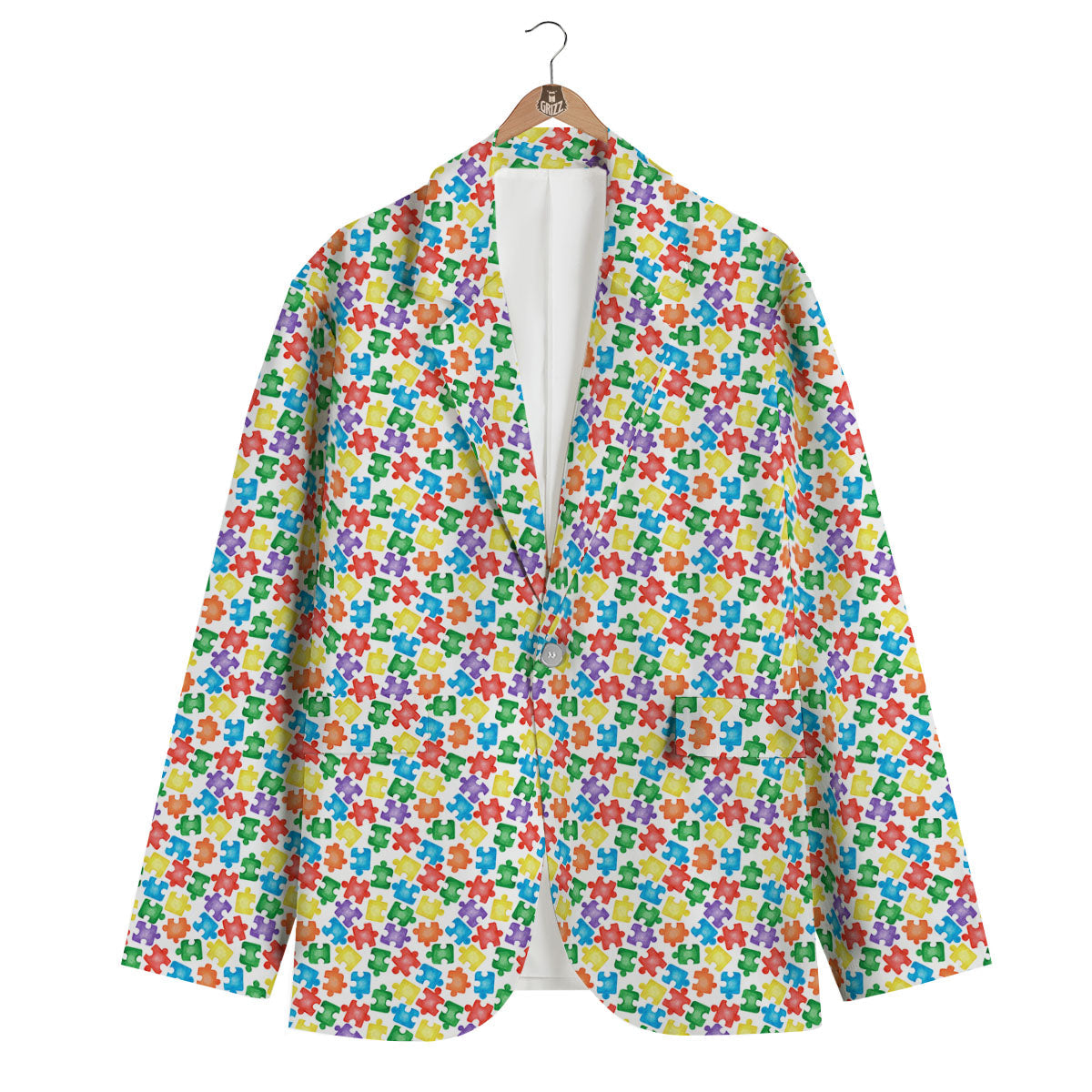 Puzzle Autism Awareness Print Men's Blazer-grizzshop