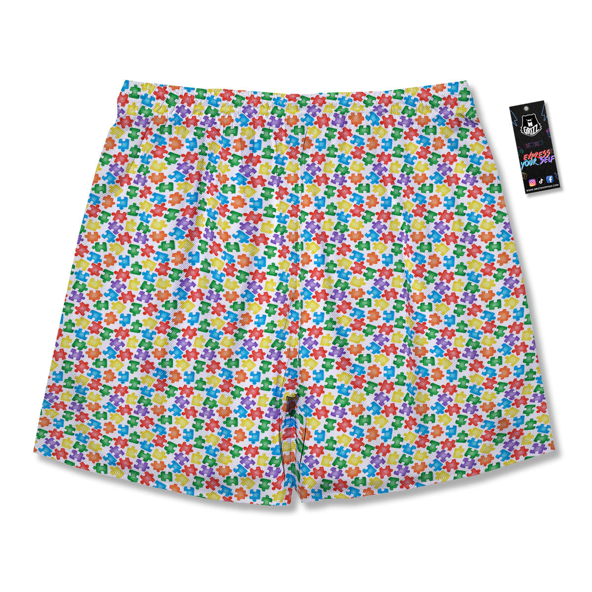 Puzzle Autism Awareness Print Men's Running Shorts-grizzshop