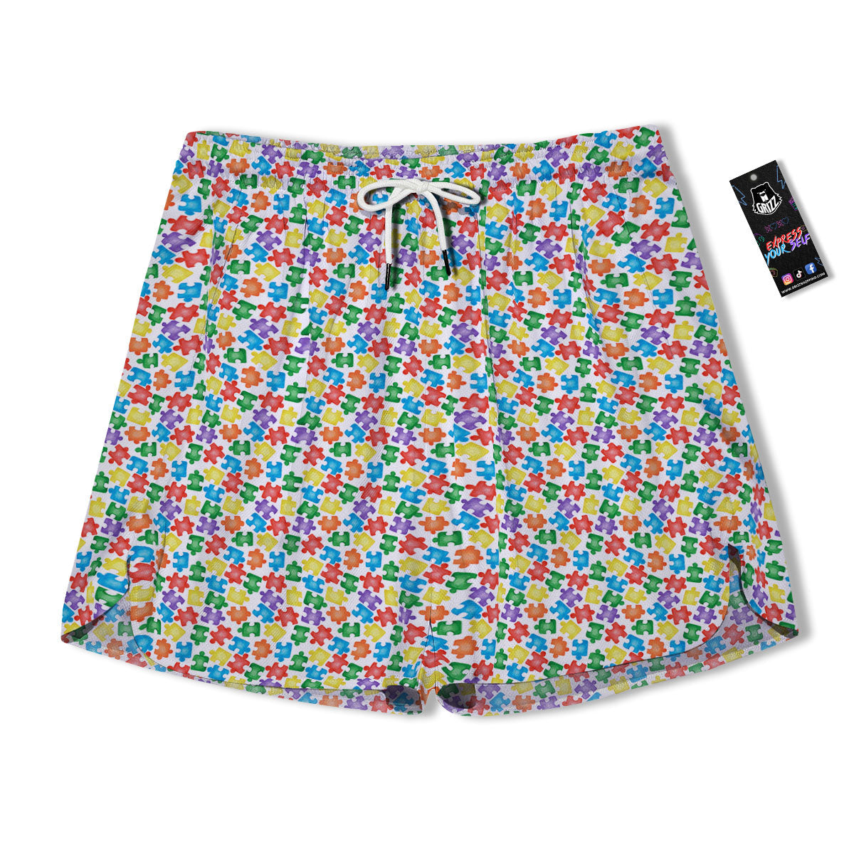 Puzzle Autism Awareness Print Men's Running Shorts-grizzshop
