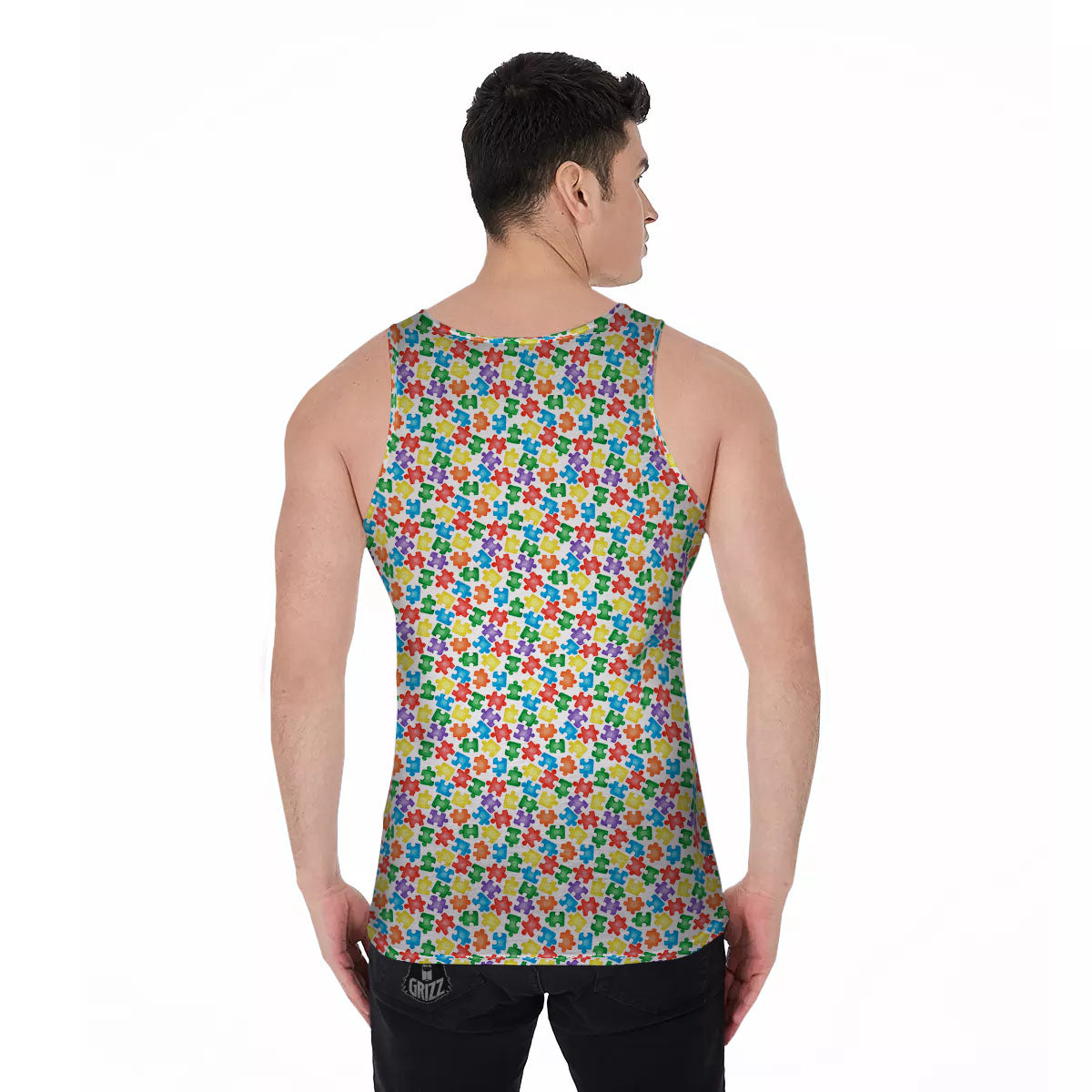 Puzzle Autism Awareness Print Men's Tank Top-grizzshop