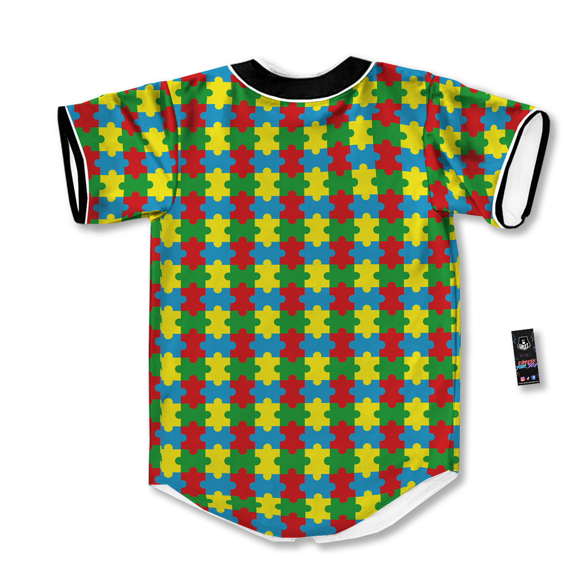 Puzzle Autism Awareness Print Pattern Baseball Jersey-grizzshop