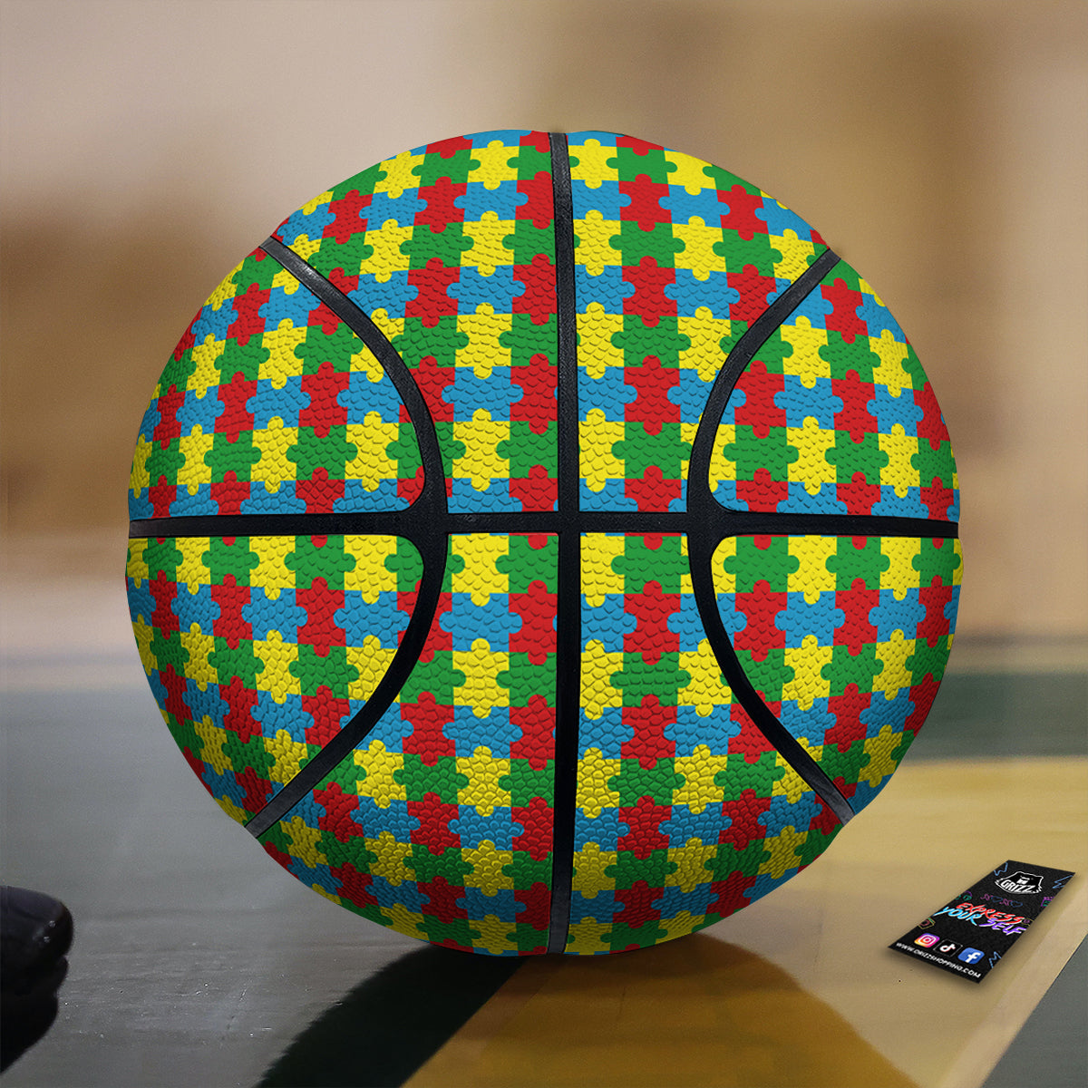 Puzzle Autism Awareness Print Pattern Basketball-grizzshop