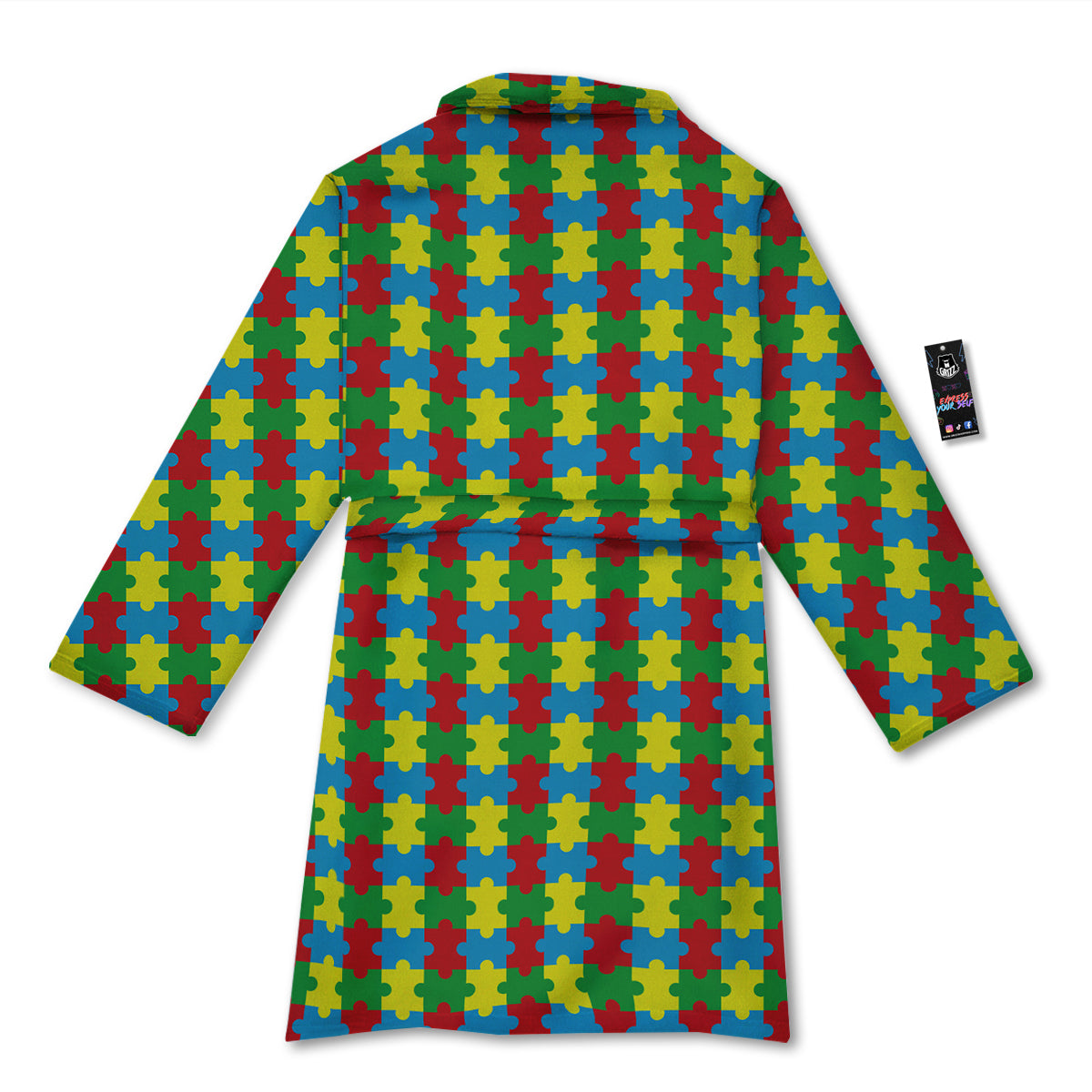Puzzle Autism Awareness Print Pattern Bathrobe-grizzshop