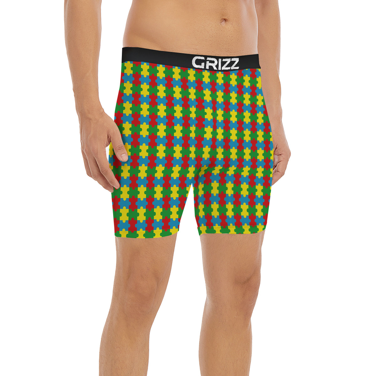 Puzzle Autism Awareness Print Pattern Boxer Briefs-grizzshop