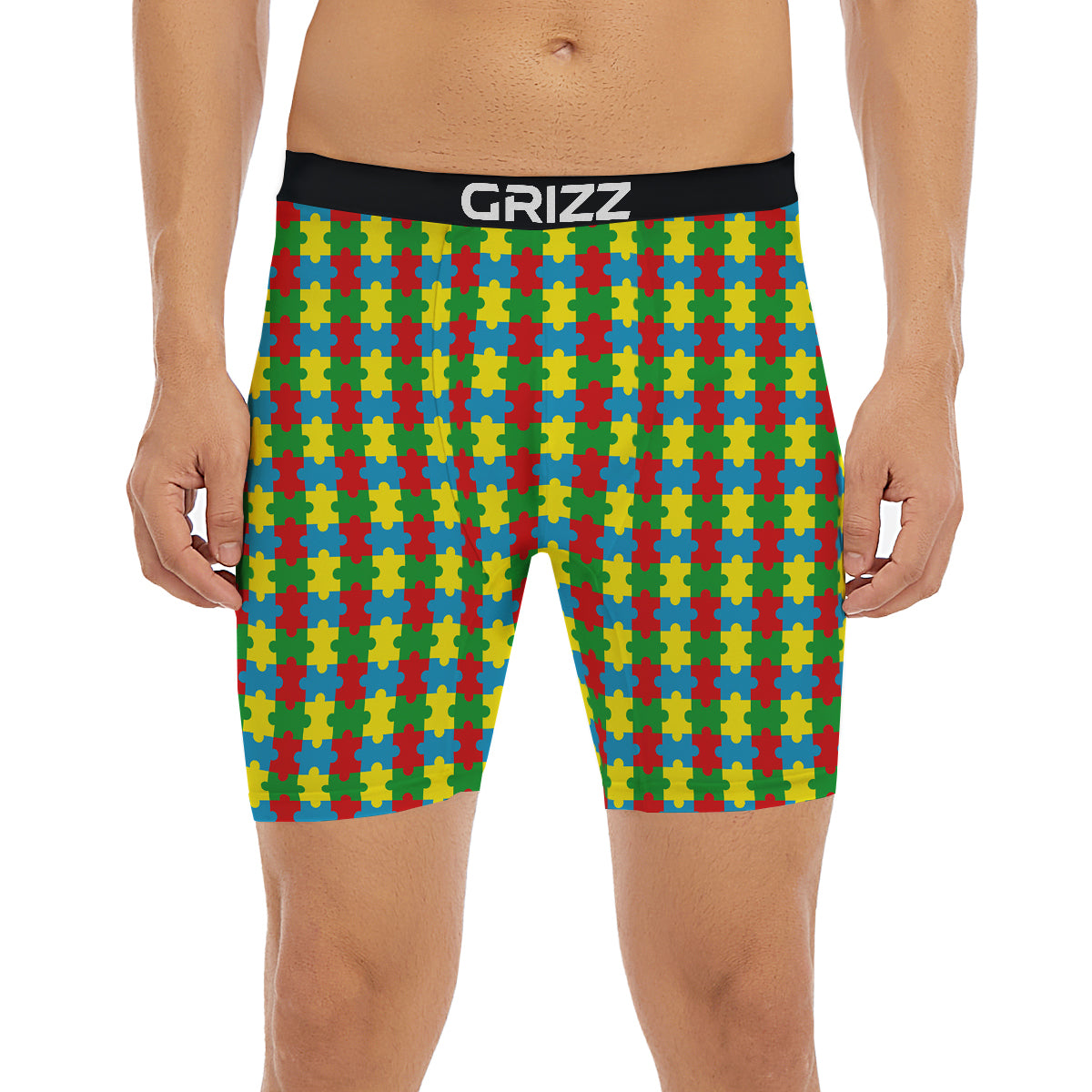 Puzzle Autism Awareness Print Pattern Boxer Briefs-grizzshop