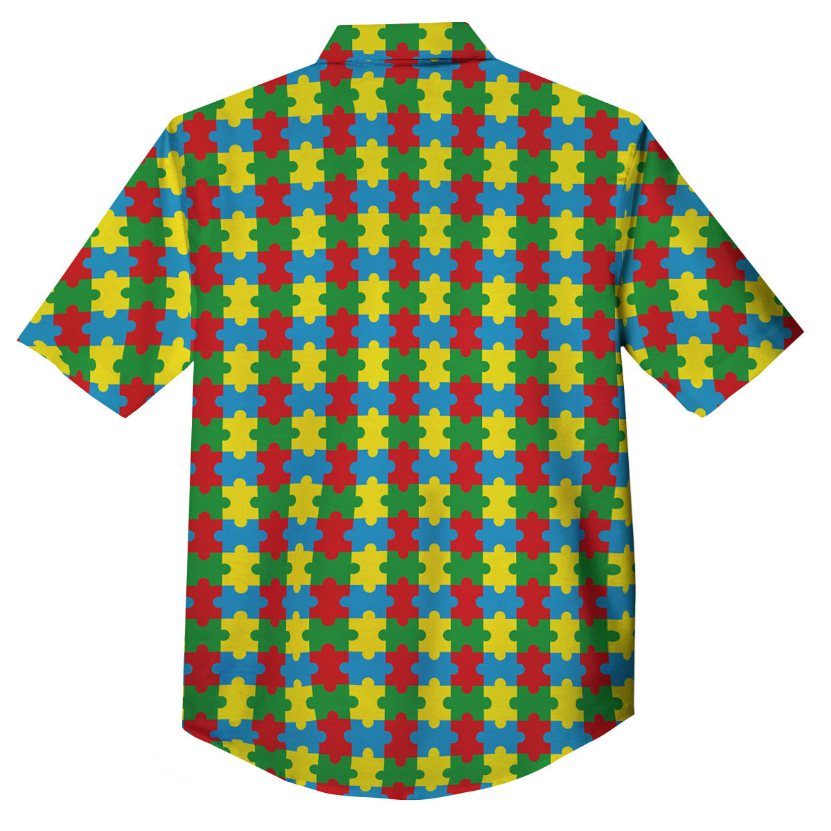 Puzzle Autism Awareness Print Pattern Button Up Shirt-grizzshop