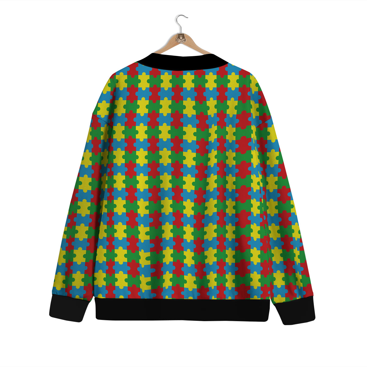 Puzzle Autism Awareness Print Pattern Cardigan-grizzshop