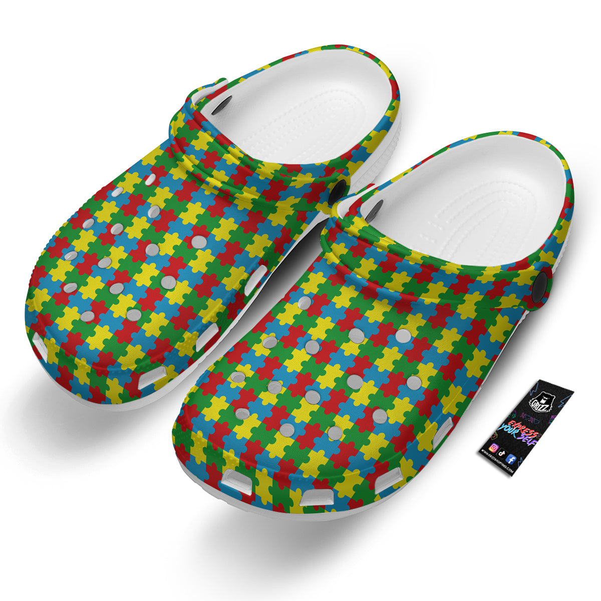 Puzzle Autism Awareness Print Pattern Clog-grizzshop