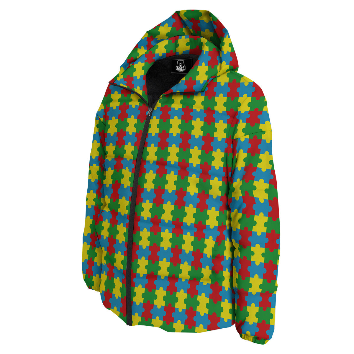 Puzzle Autism Awareness Print Pattern Down Jacket-grizzshop