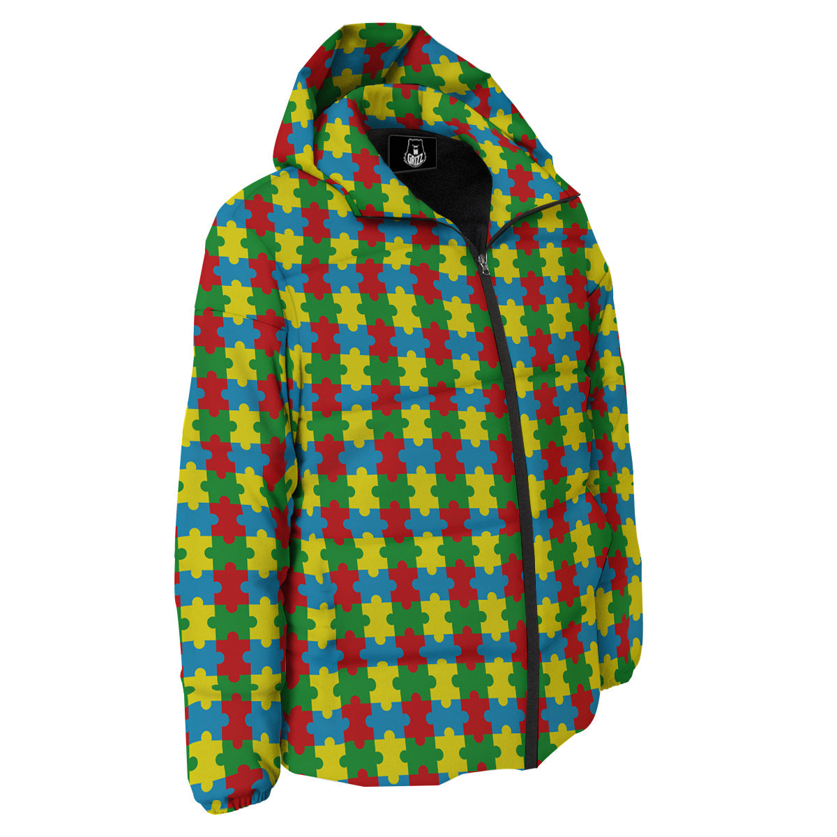 Puzzle Autism Awareness Print Pattern Down Jacket-grizzshop