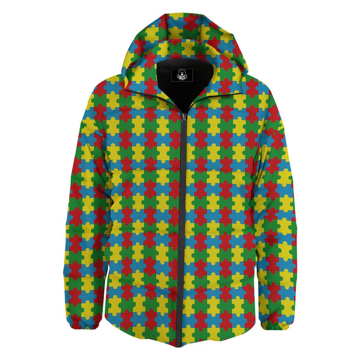 Puzzle Autism Awareness Print Pattern Down Jacket-grizzshop