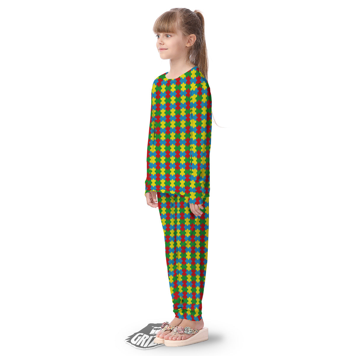 Puzzle Autism Awareness Print Pattern Kid's Pajamas-grizzshop