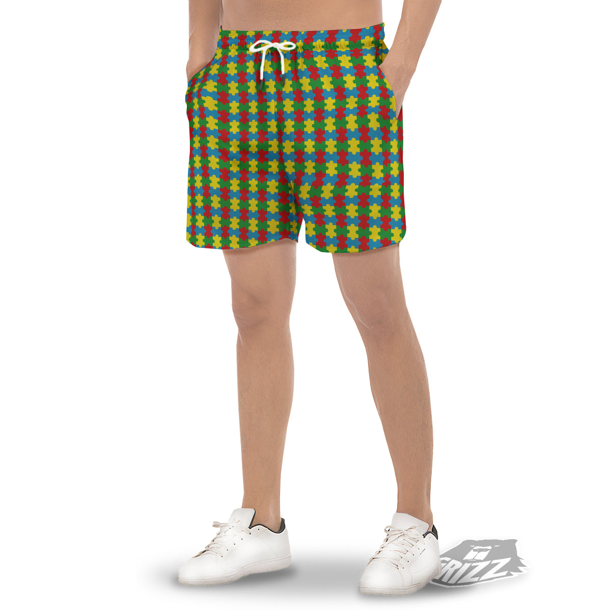 Puzzle Autism Awareness Print Pattern Men's Gym Shorts-grizzshop