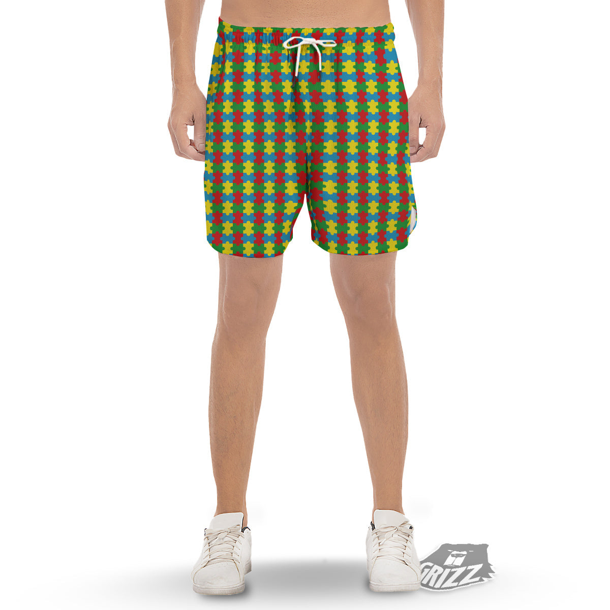Puzzle Autism Awareness Print Pattern Men's Gym Shorts-grizzshop